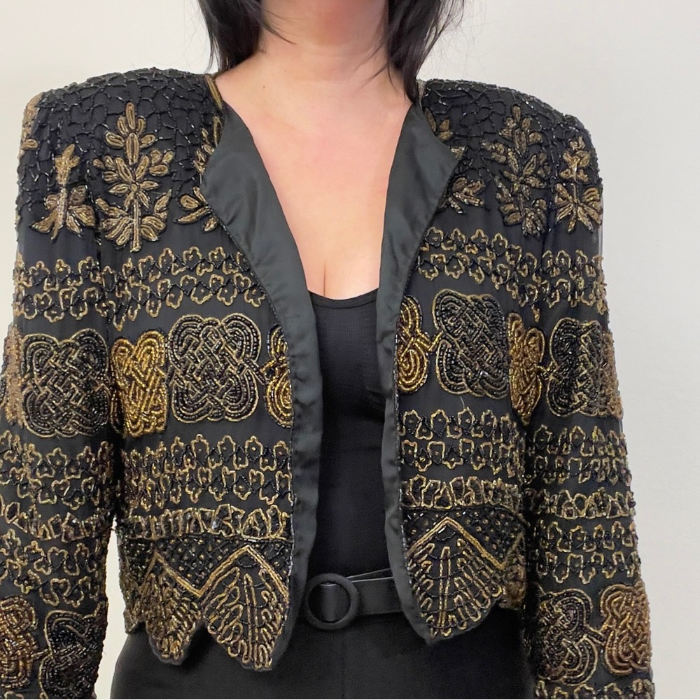 Vintage Tann Sho Beaded Sequin Bolero Jacket